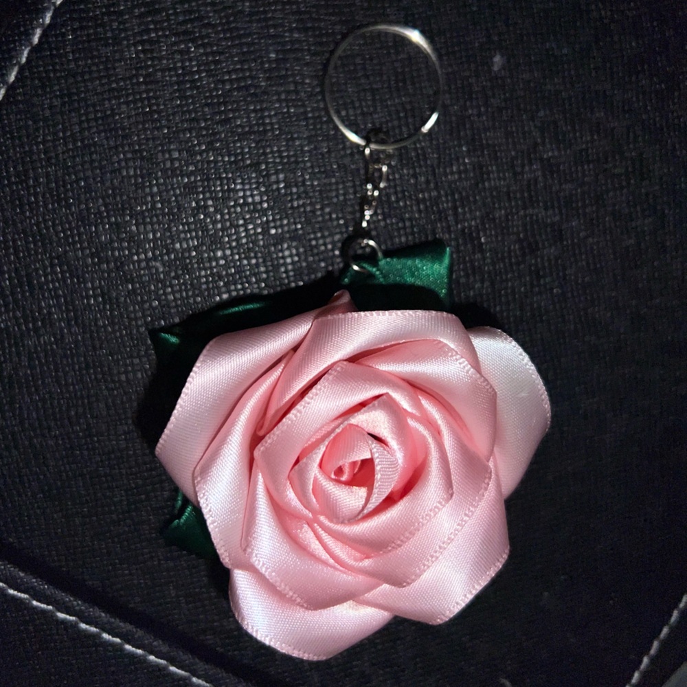 Pink Rose Keychain Accessory